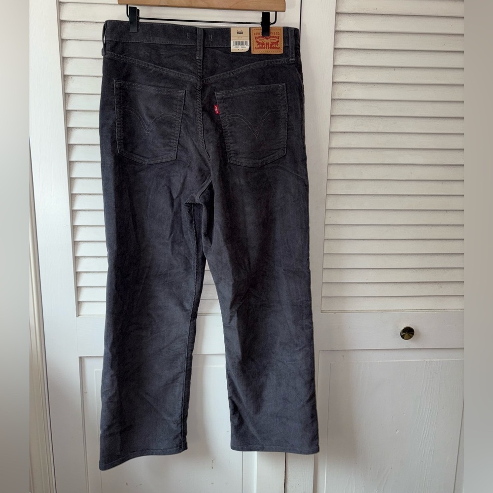 NWT Levi’s Ribcage Straight Ankle Corduroy Pants High Rise Gray 32x27 - Picture 5 of 6